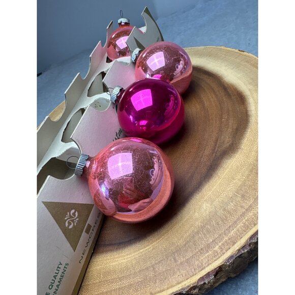 Shiny Brite Vintage Christmas Ornaments Set of 6 Pink Glass Balls 2.5" - Picture 3 of 12